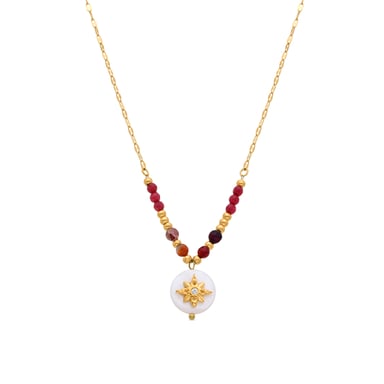 Colgante de madreperla blanca Luxenter terminado en oro amarillo de 18k - Zador