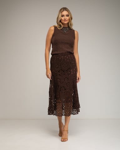 Falda  midi de crochet