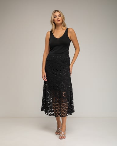 Falda  midi de crochet