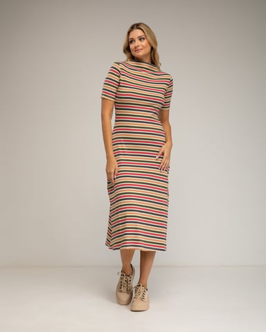 Vestido midi de rayas