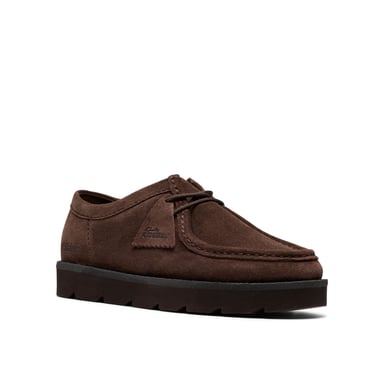 Clarks Originals Meare Wallabee Suede Zapatos de Hombre en Ante Marrón Oscuro con Cordones