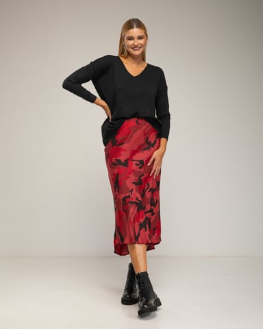 Falda estampada midi con seda