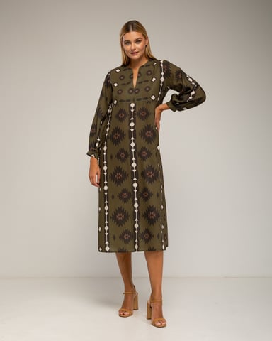Vestido midi con estampado etnico