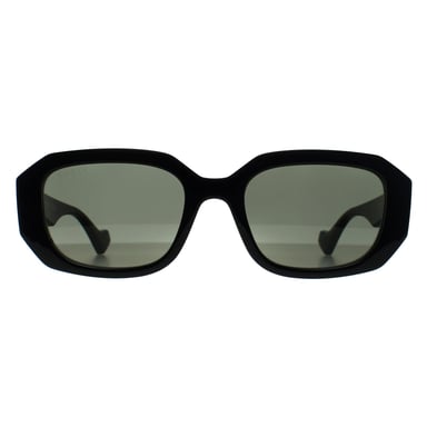 Gucci Rectángulo Mujer Negro Brillante Gris Claro Espejo GG1535S