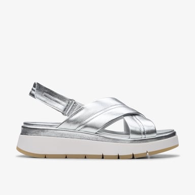 Sandalias de Cuero Plata Cruz Tuscanas
