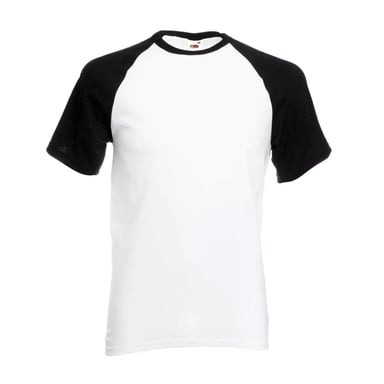 Fruit of the Loom Mens Short-Sleeved Baseball T-Shirt (White/Black)