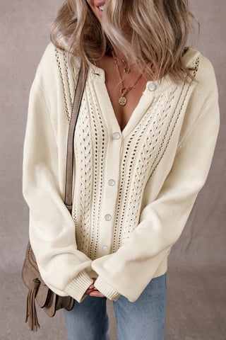 Cardigan de punto trenzado con cierre de botones