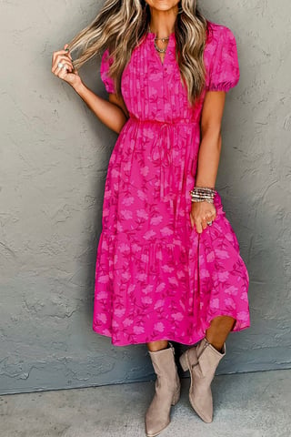Vestido Midi de Estampado Floral con Falda de Volantes