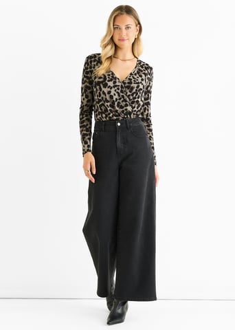 Body gris de punto con estampado animal