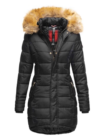 Navahoo Abrigo de Invierno Mujer Papaya – Entallado, Cálido & Con Cuello de Pelo Desmontable