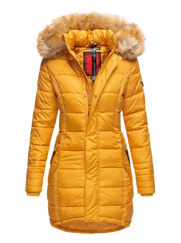 Navahoo Abrigo de Invierno Mujer Papaya – Entallado, Cálido & Con Cuello de Pelo Desmontable