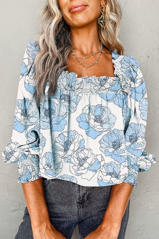 Top Con Estampado Floral Y Fruncido
