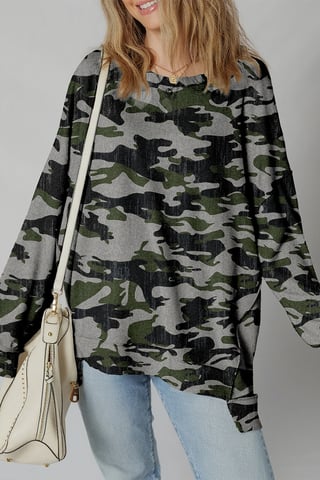 Sudadera de terciopelo con estampado de camuflaje
