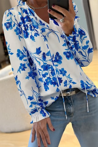 Blusa de Manga Larga con Volantes Florales