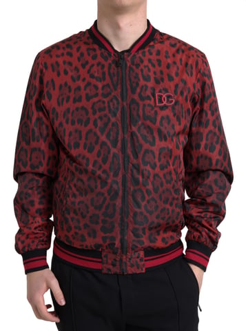 Chaqueta Bomber Leopardo Rojo y Negro