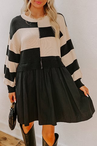 Vestido de Suéter a Rayas de Color