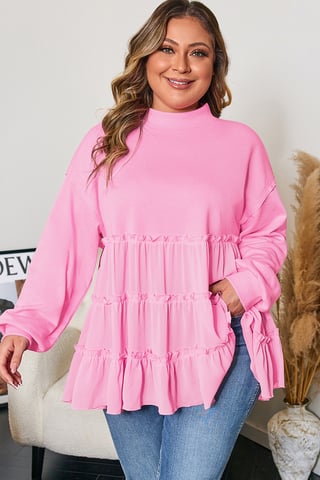 Blusa de manga larga con volantes en capas