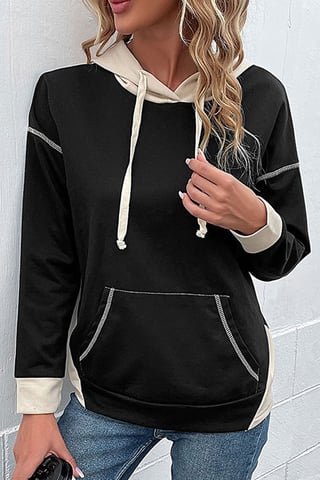 Sudadera con capucha de manga larga bicolor