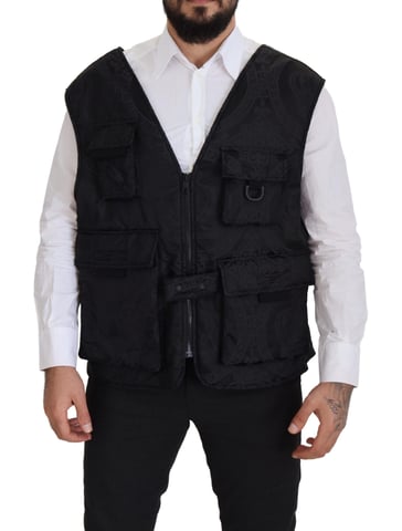 Chaleco Bordado Negro Estilo Utility
