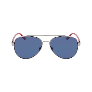 Gafas de sol aviador con marco de metal y acentos rojos