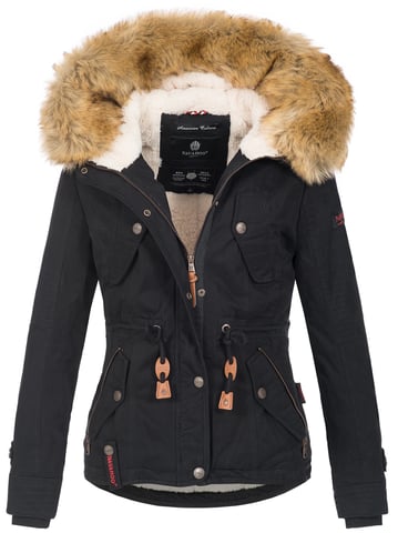 Navahoo Abrigo de Invierno Mujer Pearl – Parka Corta con Forro de Borreguillo y Cuello Desmontable
