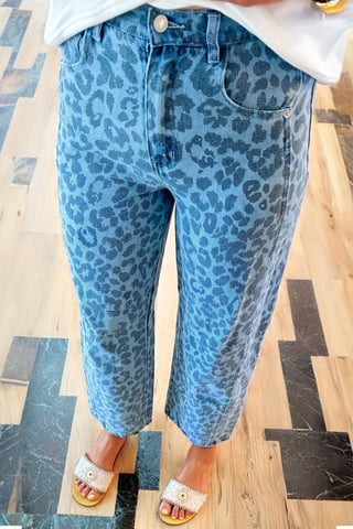 Jeans Relajados de Animal Print de Leopardo
