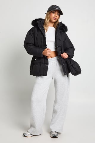 Faux Fur Trim Parka