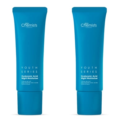 skinChemists Serie Juventud Crema Hidratante Nocturna 1% Ácido Hialurónico 50ml x 2 Paquete Dúo