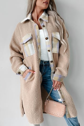 Chaqueta de Cuadros de Forro Polar Sherpa