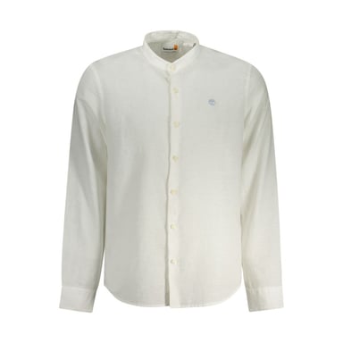 Camisa de lino de cuello mandarín de manga larga