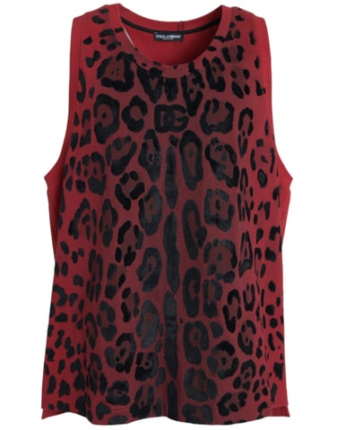 Camiseta sin mangas de estampado de leopardo Tsh85085