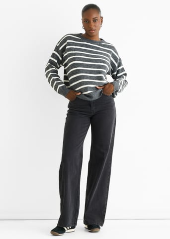 Jersey oversize de punto grueso con rayas grises