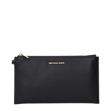 Bolso de mano de cuero negro