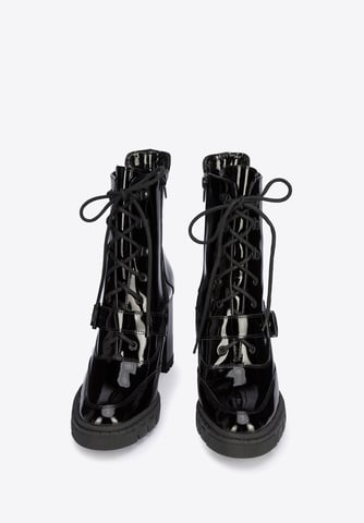 Botines de piel para mujer Wittchen con hebilla en el talón de charol negro