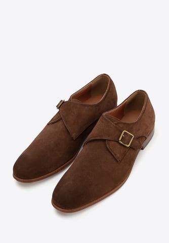Zapatos Monk Wittchen para hombre en ante marrón oscuro
