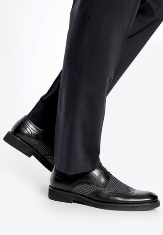 Zapatos Derby Wittchen para hombre en piel negra con inserciones textiles