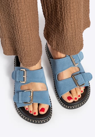 Chanclas Wittchen de piel de ante azul para mujer
