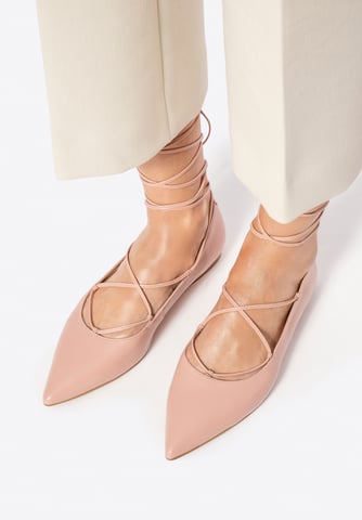 Bailarinas Wittchen para mujer en piel auténtica con punta puntiaguda, color rosa, piel natural