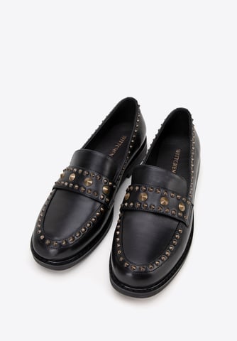 Mocasines de piel para mujer Wittchen con remaches decorativos en piel natural negra