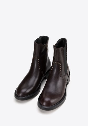 Botas Chelsea de piel para mujer Wittchen con remaches decorativos en piel natural marrón