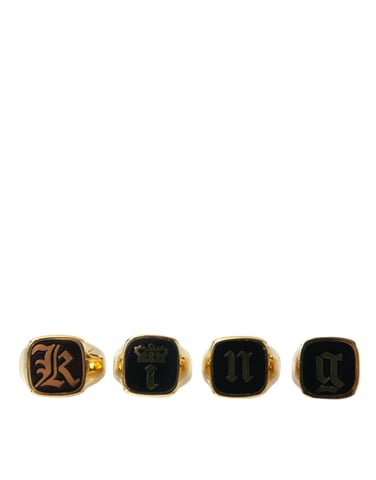 Juego de 4 anillos de esmalte de latón dorado KING