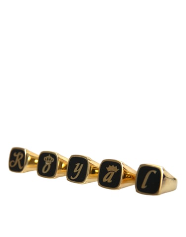Juego de 5 anillos de oro, latón y esmalte ROYAL