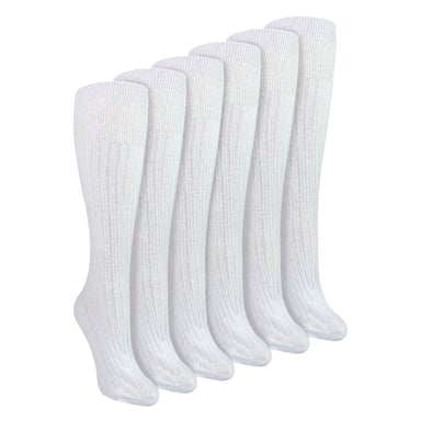 6 Paquetes de Medias para Mujeres 100% Algodón hasta la Rodilla | Medias de Caña Larga con Ribete Sin Elastano