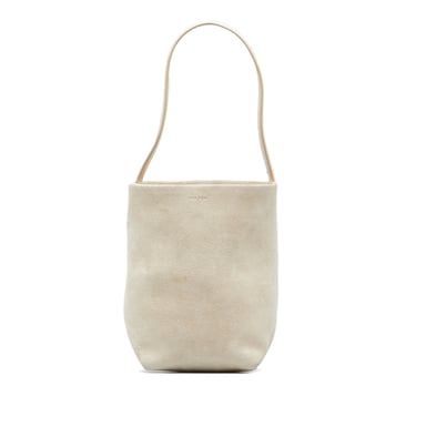 Bolso pequeño tipo cubo de ante