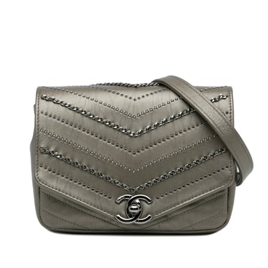 Bolso Crossbody Chanel 19 de Cuero Gris