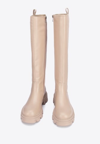 Botas de piel para mujer Wittchen con suela gruesa, color beige