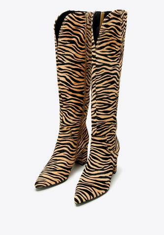 Botas de mujer Wittchen de piel con pelo en estampado animal