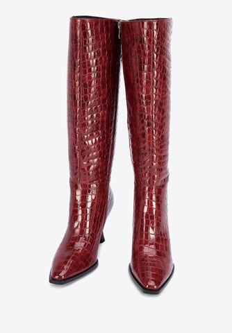 Botas de tacón alto de piel de cocodrilo para mujer de Wittchen, color burdeos