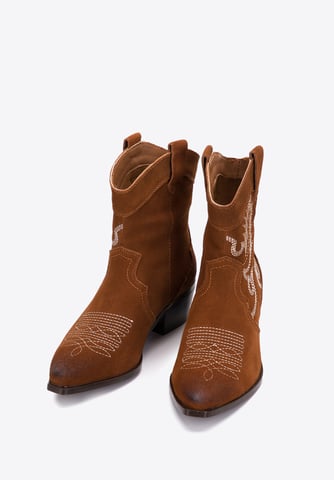 Botas vaqueras Wittchen de ante para mujer con bordado, cortas