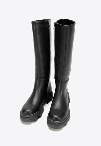 Botas de piel para mujer Wittchen con suela gruesa y cremallera, color negro